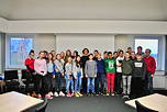 Foto der 8ds 2018/19 mit der Bürgermeisterin der Stadt Leer Frau Kuhl