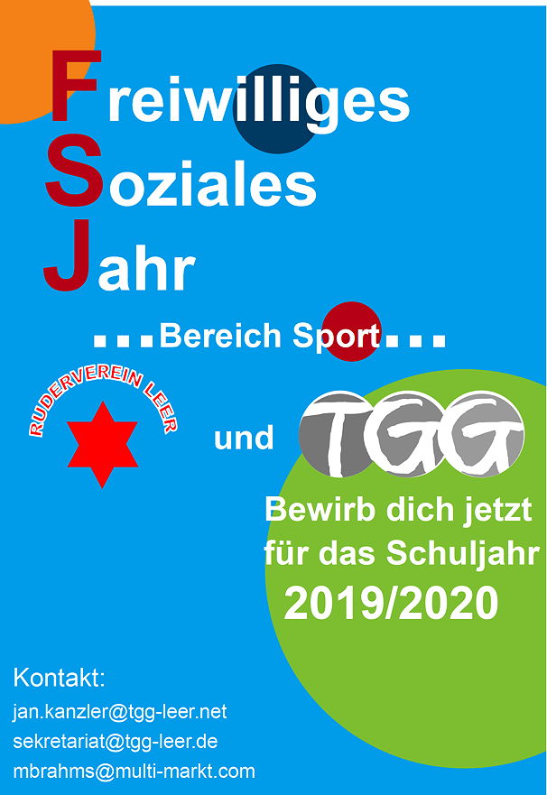 Werbeplakat für das FSJ 2019/20 am TGG
