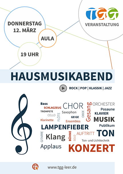 Plakat zum Hausmusikabend 2020 am TGG