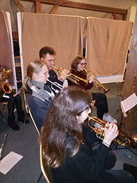 Foto von einem Workshop der Concert Band und der Bigband des TGG in Papenburg (2020)