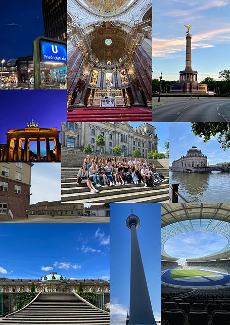 Collage aus drei Fotos von der Klassenfahrt der 10c nach Berlin im Juni 2022