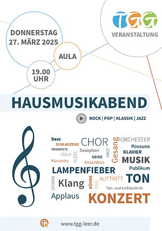 Plakat zum Hausmusikabend 2025 des TGG